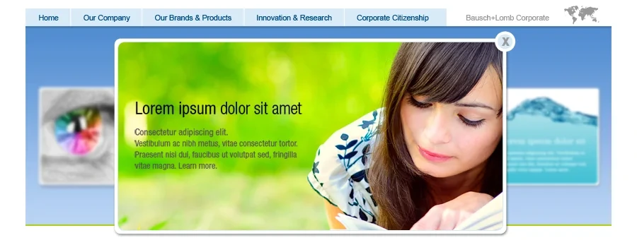 Homepage hero variant: smiling woman on a green background
