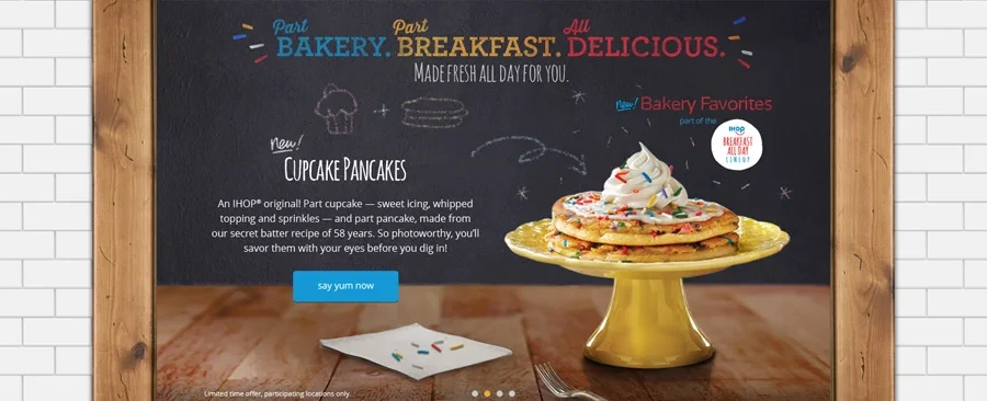 Chalkboard hero variant featuring Cupcake Pancakes