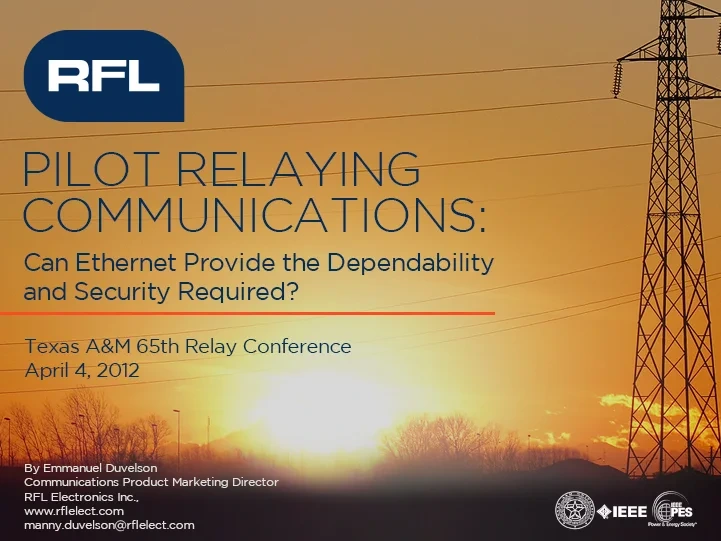 Conference presentation cover: "Pilot Relaying Communications" for the Texas A&M 65th Relay Conference