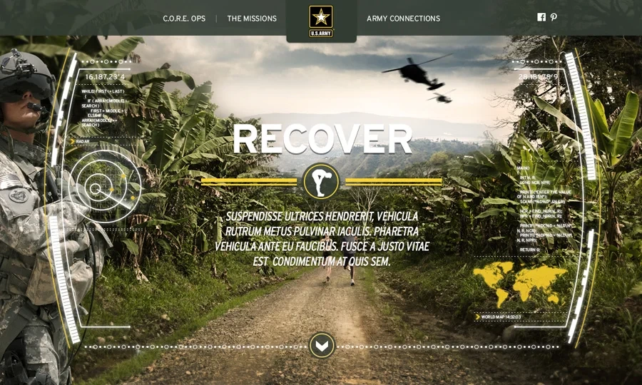 Chapter screen: Recover, with a soldier on the path